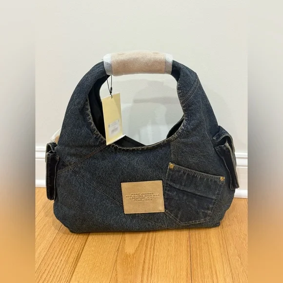 NWT Marc Jacobs THE DENIM SUEDE CARGO SACK BAG - Picture 3 of 9